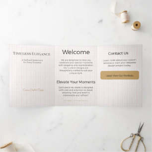 Com Dobra Tripla Cartão Triptico Design Minimalista Elegante Neutro