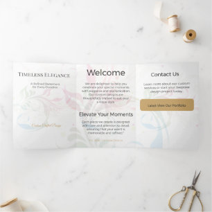 Com Dobra Tripla Cartão Triptico Design Minimalista Elegante Neutro