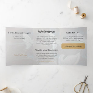 Com Dobra Tripla Cartão Triptico Design Minimalista Elegante Neutro