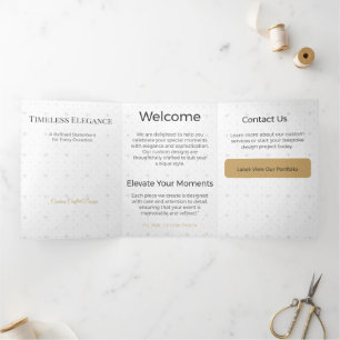 Com Dobra Tripla Cartão Triptico Design Minimalista Elegante Neutro