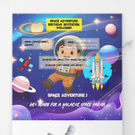 Com Dobra Tripla Convite de Aniversário para Aventura Espacial - Ca