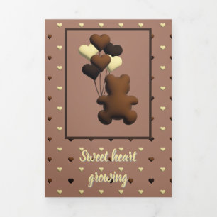 Com Dobra Tripla Convite de aniversário "Sweet Heart Growth"
