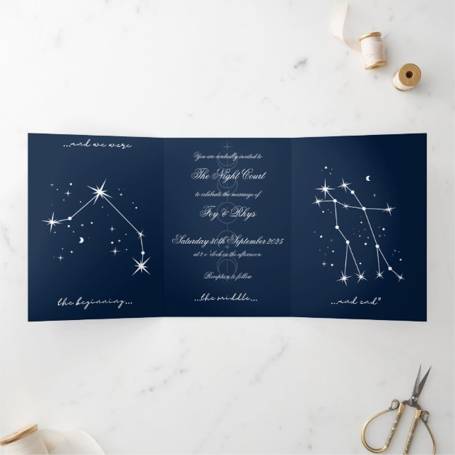 Com Dobra Tripla Convite de casamento BookTok Romantacy - Aries/Gem (Dentro)