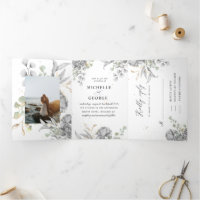 convite de casamento dramático para três pratas fl