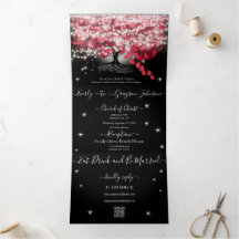 Convite de Casamento Elegante Vermelho e Rosa em F