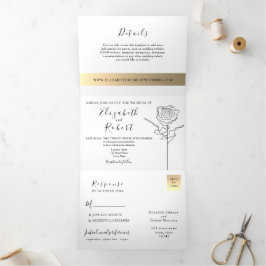 Com Dobra Tripla Convite de Casamento Tri-Dobrável Simples e Elegan