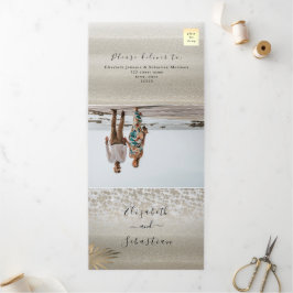 Com Dobra Tripla Convite de Casamento Tri-Fold Foto na Praia