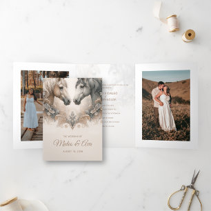 Com Dobra Tripla Convite especial para adição de casamento de fotos