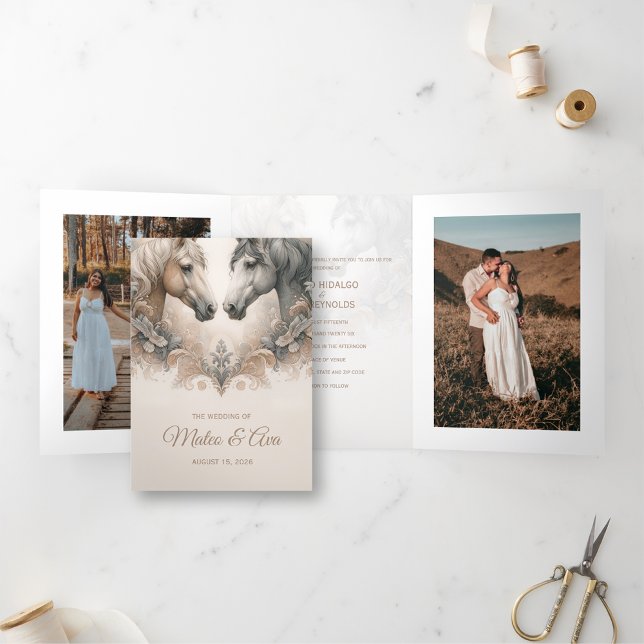 Com Dobra Tripla Convite especial para adição de casamento de fotos (Special Trifold Add Photo Wedding Invitation)