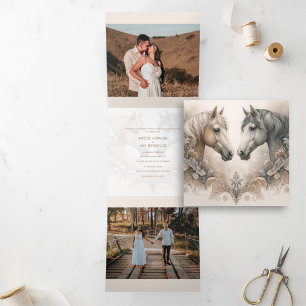 Com Dobra Tripla Convite para casamento de fotos do Elegant Triveze