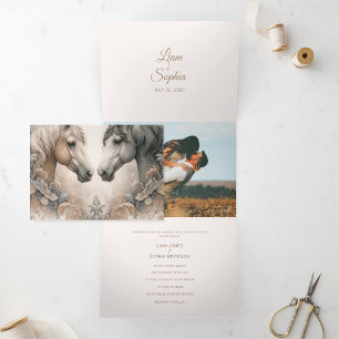 Com Dobra Tripla Convite para casamento de fotos do Elegant Triveze