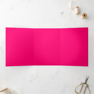Com Dobra Tripla Convite Personalizado Trifoliar Rosa Neon