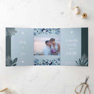 Com Dobra Tripla Convite personalizável de casamento triplo