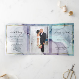 Com Dobra Tripla Convite Tri-Fold de Tinta Alcoólica Âmbar Elegante