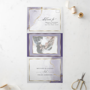 Com Dobra Tripla Convite Tri-Fold Roxo Ameixa Empoeirado