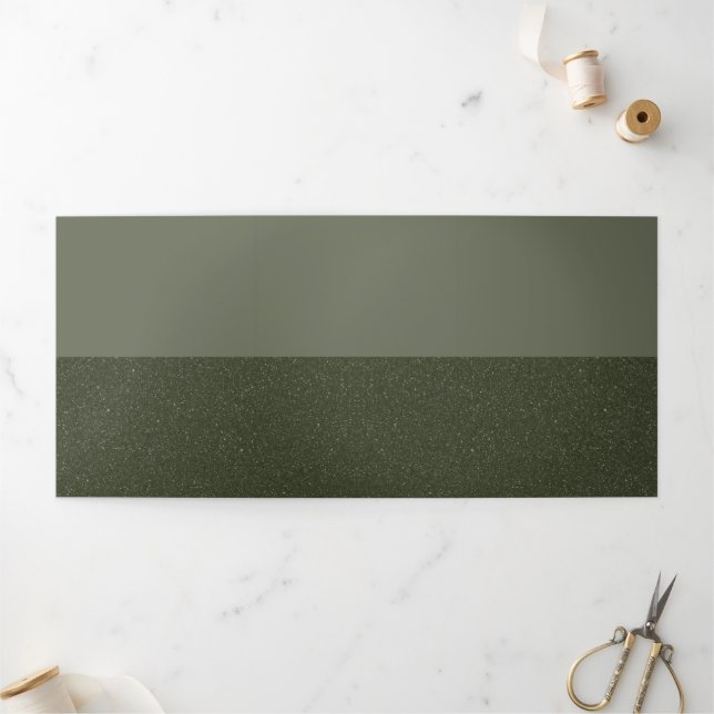 Com Dobra Tripla Convite Trifold Verde Musgo Elegante – Personalize (Fora)