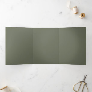 Com Dobra Tripla Convite Trifólio Verde Musgo Personalizado