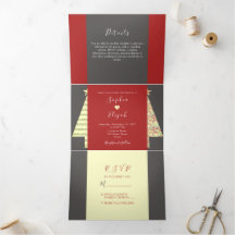 Convite Tripartido de Casamento de Natal
