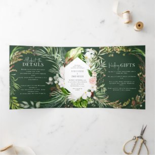 Com Dobra Tripla Folhagem + convite para o casamento floral e detal