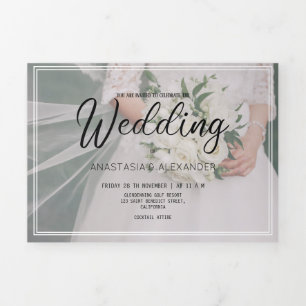 Com Dobra Tripla FOTO CONVITE do orçamento WEDDING.