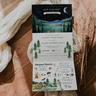 Com Dobra Tripla Lakeside Campground Resort Convite de Casamento