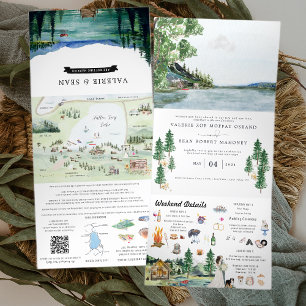Com Dobra Tripla Lakeside Campground Resort Convite de Casamento