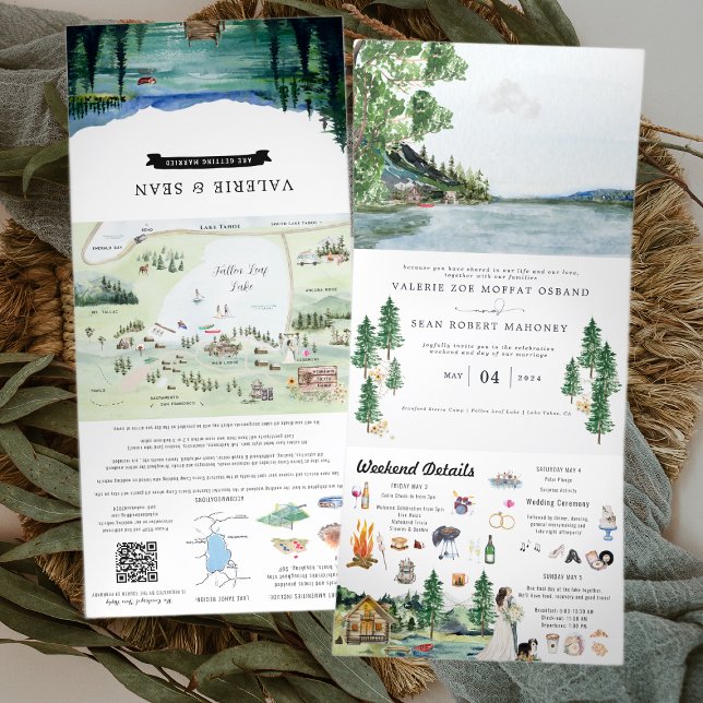 Com Dobra Tripla Lakeside Campground Resort | Convite de Casamento  (Criador carregado)