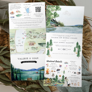 Com Dobra Tripla Lakeside Campground Resort Convite de Casamento