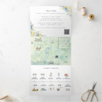 Mapa Tri-Fold de Newport Beach em Aquarela Convite