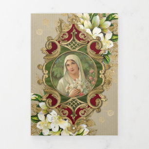 Com Dobra Tripla Oferta de Missa Religiosa para Virgem Maria Cartão