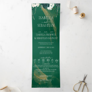 Com Dobra Tripla Rosas Esmeralda Elegantes Tudo em Um Convite de No