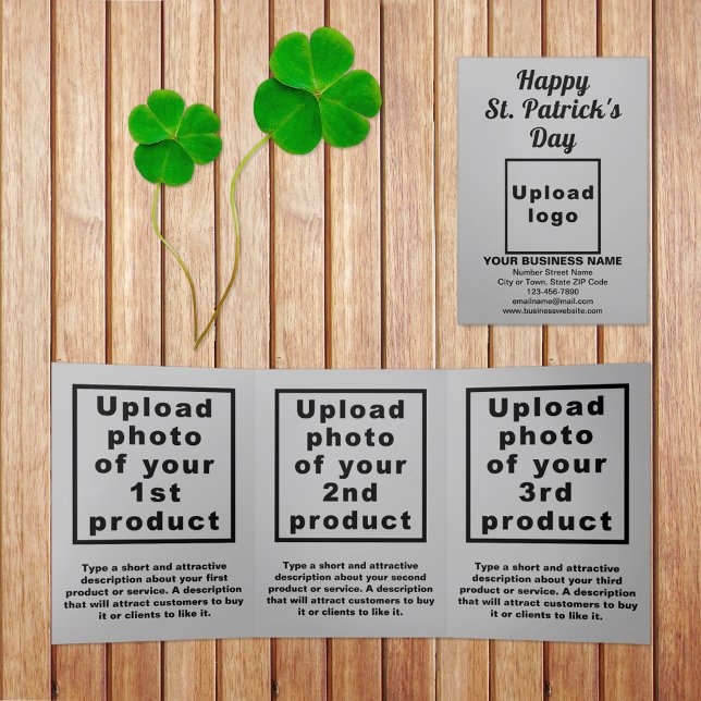 Com Dobra Tripla Rua de cinza, cartão triplicado de dia de Patrick (Gray St. Patrick's Day business trifold card)