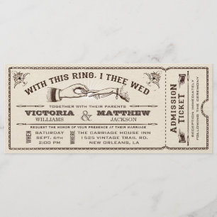 Com Este Anel, Convite De Tíquete De Casamento vi