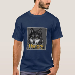 Com fome -  escuro básico do t-shirt dos homen