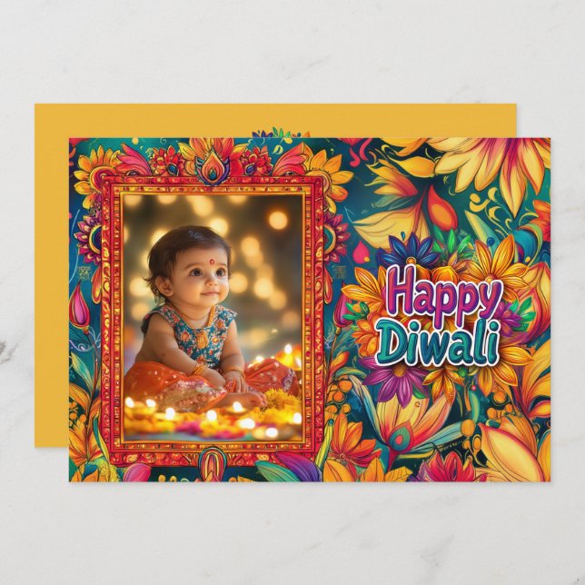 Com Foto Happy Diwali (Frente/Verso)