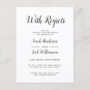 Com Pesar B&W Anúncio de Casamento Adiado
