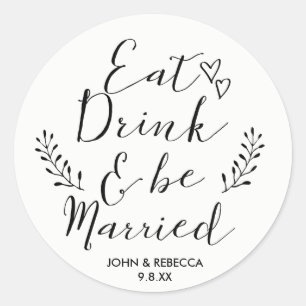 Coma a bebida e seja etiquetas wedding casadas dos