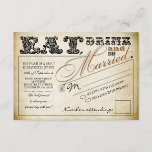 coma a bebida e seja RSVP wedding casado