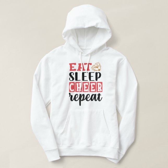 Coma a camiseta Repeat do Cheer Sleep_089 (Frente do Design)