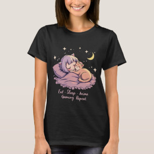 Coma anime dormindo Repete camisas de manga Homens