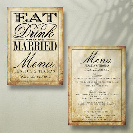 Coma, Beba E Case Menus De Casamento vintage