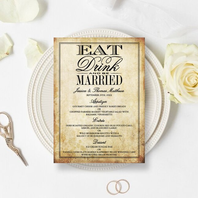 Coma, Beba E Case Menus De Casamento vintage (Criador carregado)