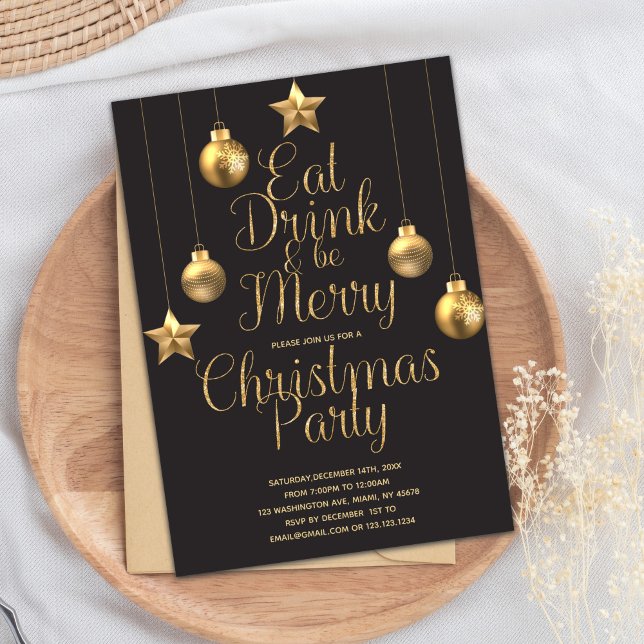 Coma Bebida E Seja Feliz Com Convites De Natal (Eat Drink And Be Merry Christmas Invitations)