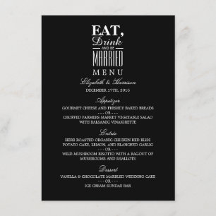 Coma, bebida e seja menu Wedding casado