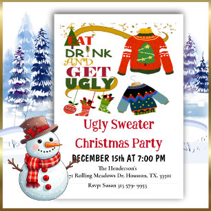 Coma Bebida E Tome Convite de festas De Natal Feio