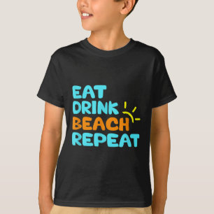 Coma Bebida Praia Repetida Camiseta Summer Beach