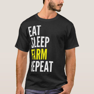 Coma camisetas engraçadas da repetição da fazenda