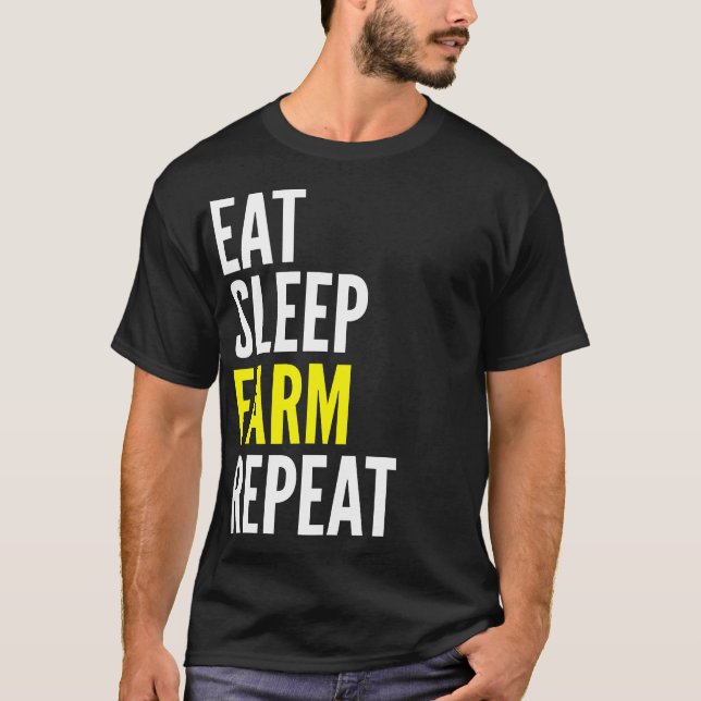Coma camisetas engraçadas da repetição da fazenda (Frente)