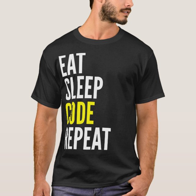Coma camisetas engraçadas da repetição do código (Frente)