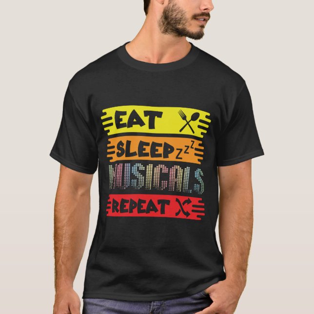 Coma Dormir Musicais Repita Camiseta Teatro Broadw (Frente)